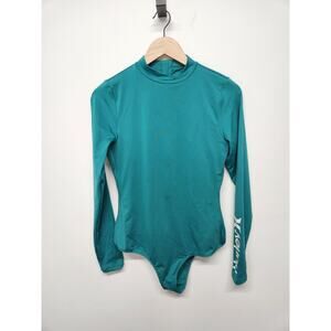 Hurley Women's OAO Long Sleeve Retro Surf One Piece Swimsuit, Sz XL, In Emerald
